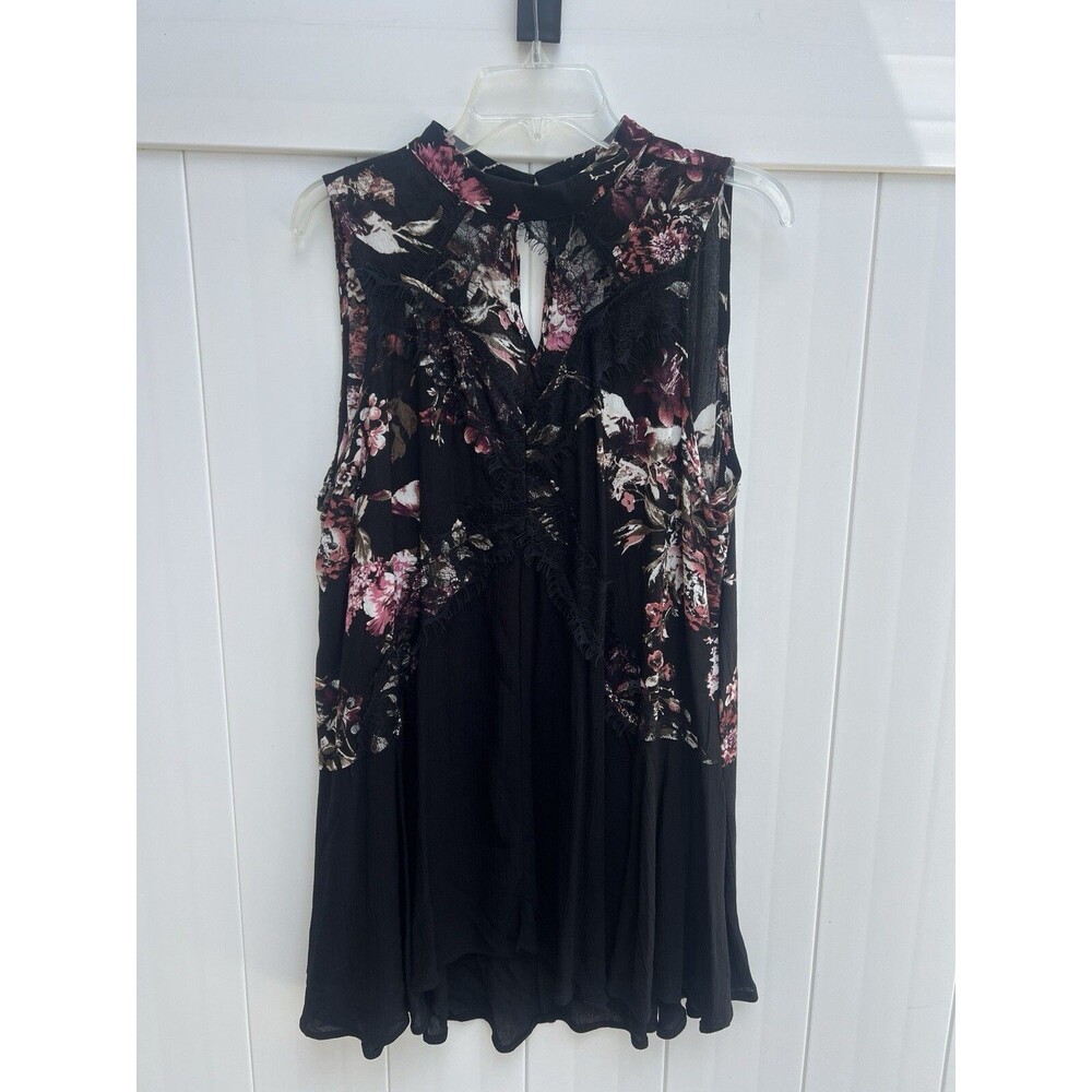 Gypsies and Moondust Black Floral Plaid Dress Size Large Gauzy Sleeveless